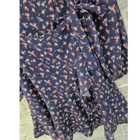 Boutique Navy Floral Wrap Dress - Picture 2 of 2